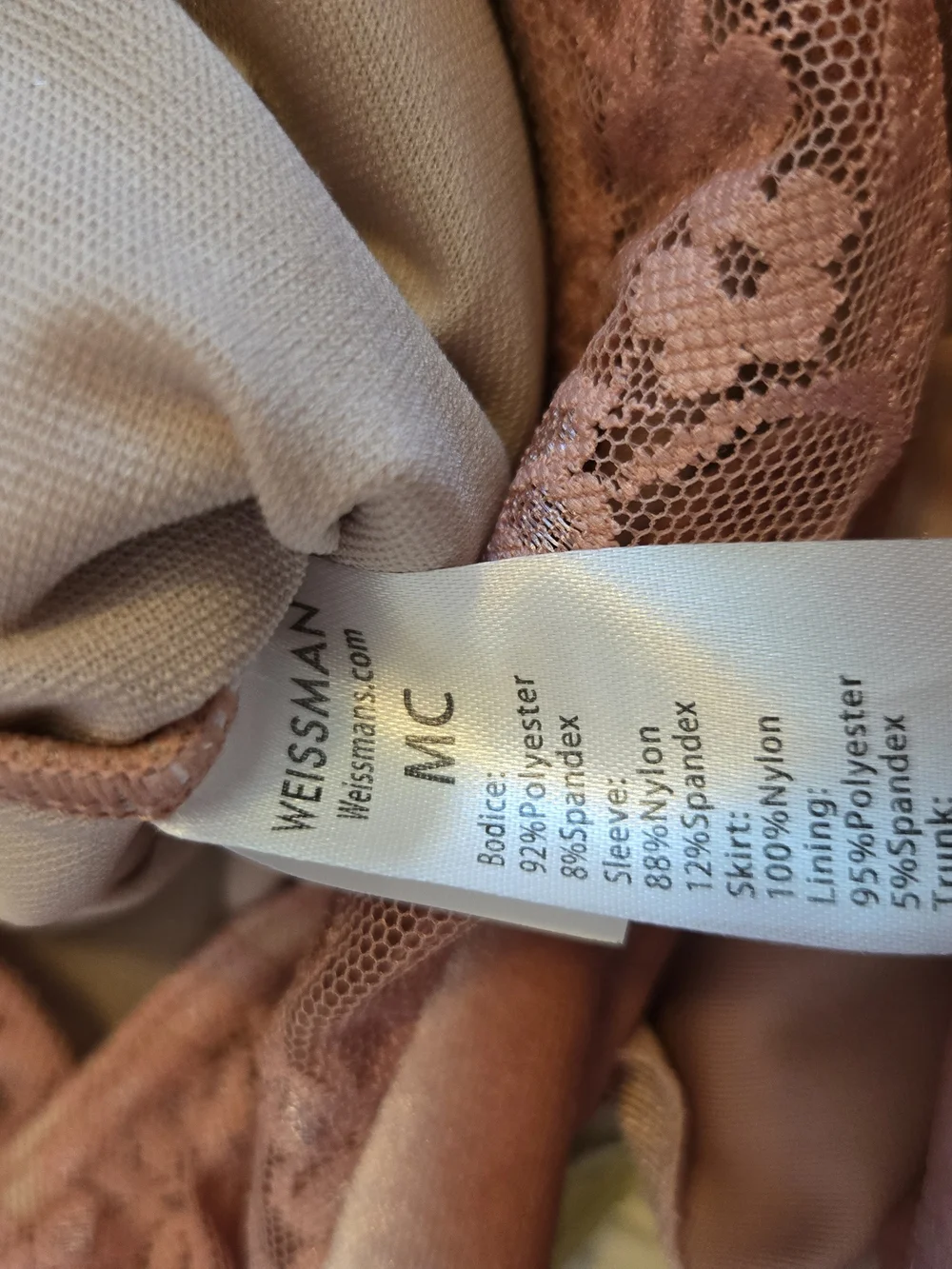 Weissman Dusty Rose Lace & Tulle Ballet Costume Dress